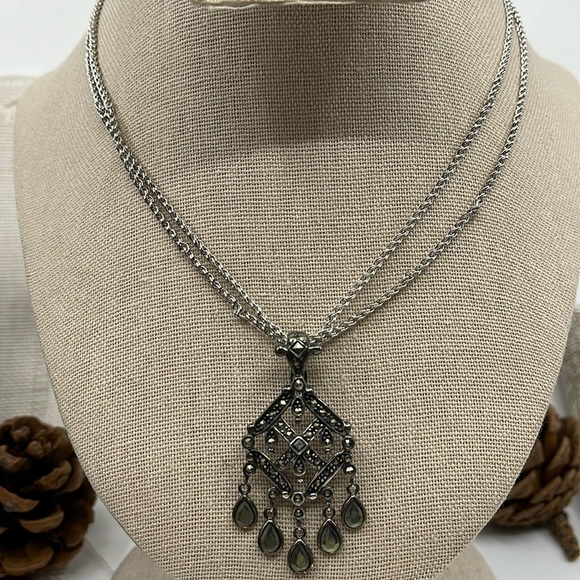 Jewelry - 🌟 Exquisite Vintage Marcasite Chandelier Necklace Pendant by Suspicion 🌠